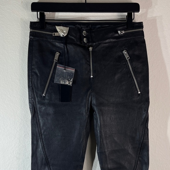 NWT $998 Diesel 'L-Elide' Leather Pants w/ Zipper-Detail in Black Sz 28 - Picture 2 of 11